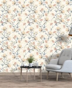 Soft Floral Patterned Wallpaper Mural