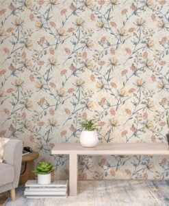 Soft Floral Patterned Wallpaper Mural