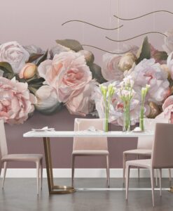 Soft Pastel Toned Roses Wallpaper Mural