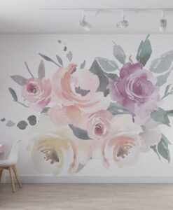 Watercolor Rose Design Wallpaper Mural