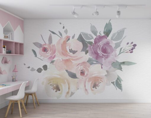 Watercolor Rose Design Wallpaper Mural