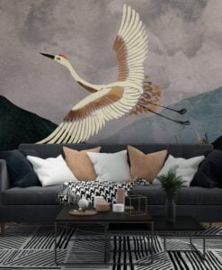 Boho Soaring Stork Wallpaper Mural