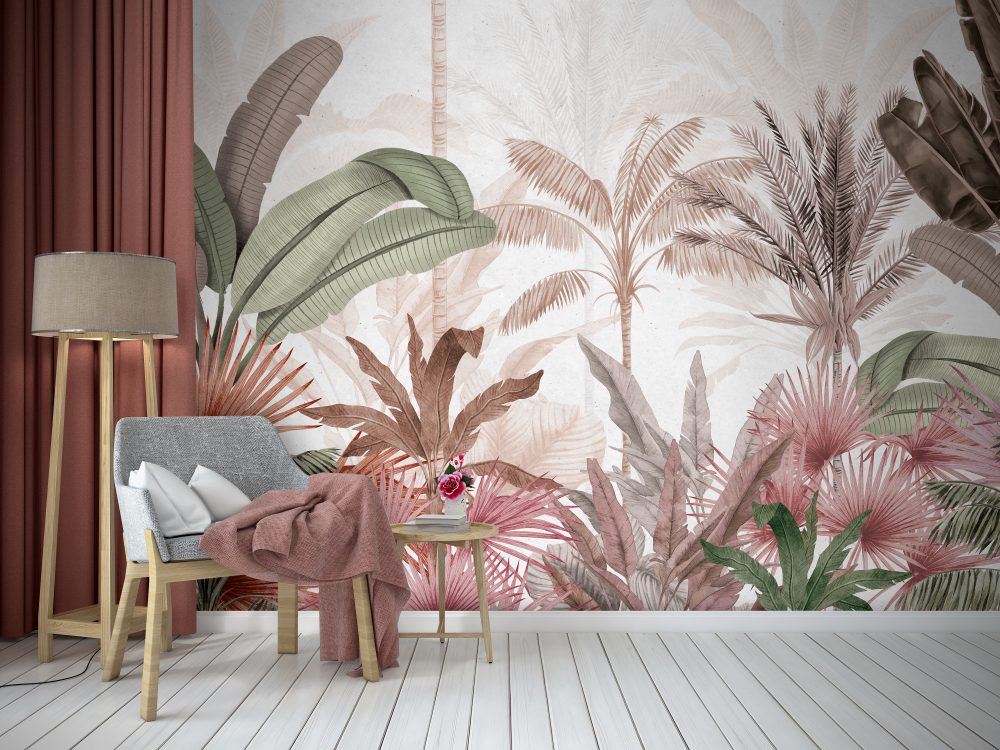 Boho Leaf Design Wallpaper Mural