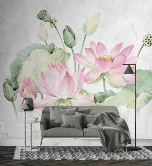 Pink Lotus Pedals Wallpaper Mural