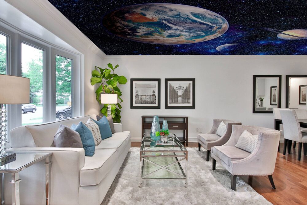Space Earth Planets Ceiling Wallpaper Mural