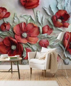 3D Tropical Flower Office Decor Wallpaper Mural