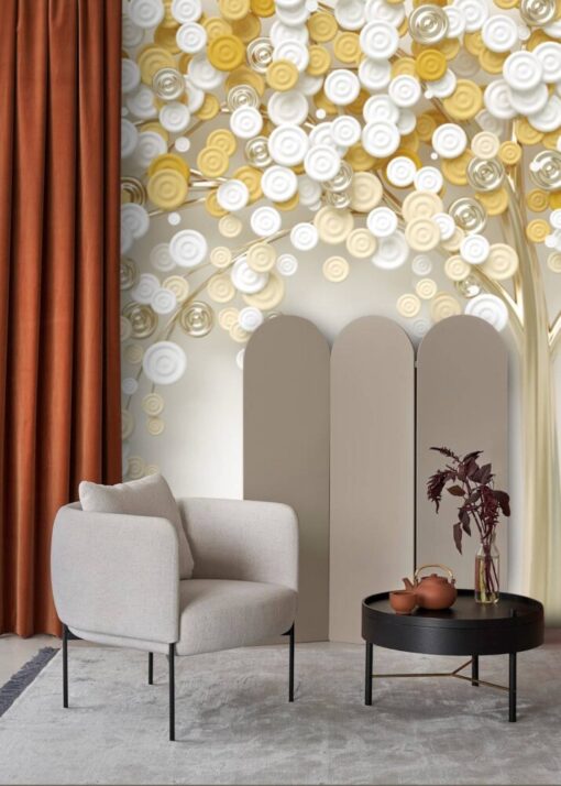 3D Round Branched Tree Wallpaper Mural