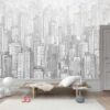 Stylish Gray Tones City Theme Wallpaper Mural