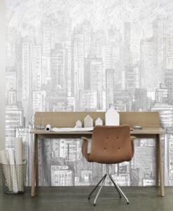 Stylish Gray Tones City Theme Wallpaper Mural