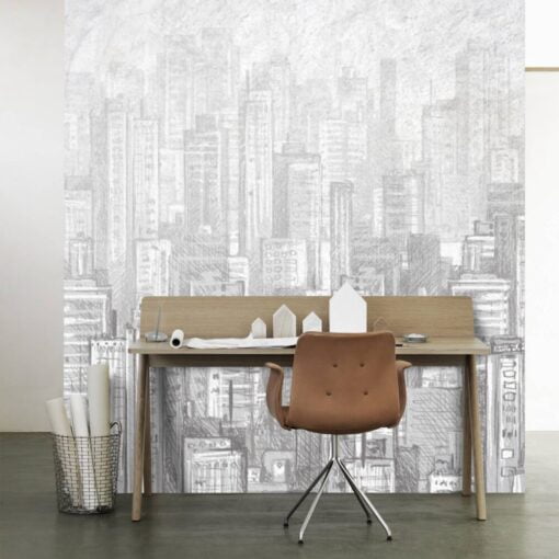 Stylish Gray Tones City Theme Wallpaper Mural