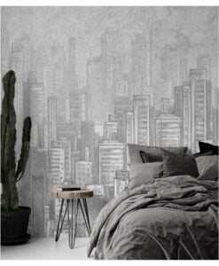 Stylish Gray Tones City Theme Wallpaper Mural