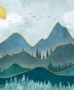 Lines Drawn Mountain Landscape Wallpaper Mural