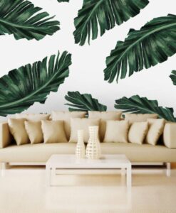 Green Tropical Leaf Wall Wallpaper Mural