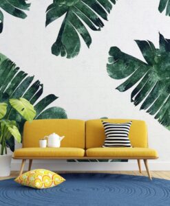 Green Tropical Leaf Wall Wallpaper Mural