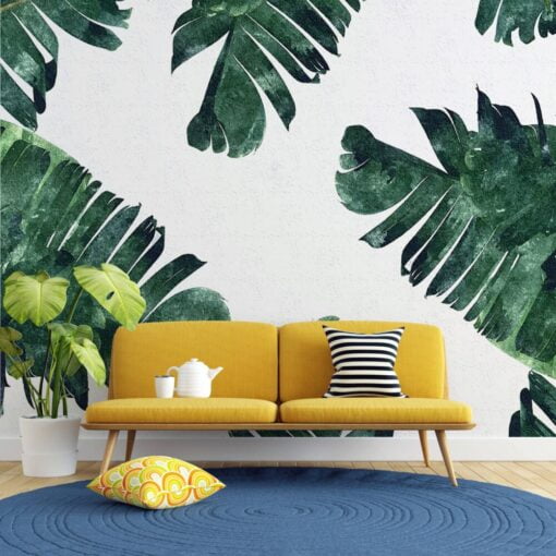 Green Tropical Leaf Wall Wallpaper Mural