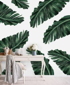 Green Tropical Leaf Wall Wallpaper Mural