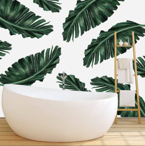 Green Tropical Leaf Wall Wallpaper Mural