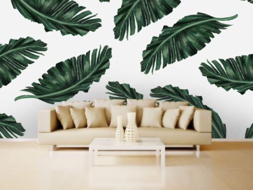 Green Tropical Leaf Wall Wallpaper Mural