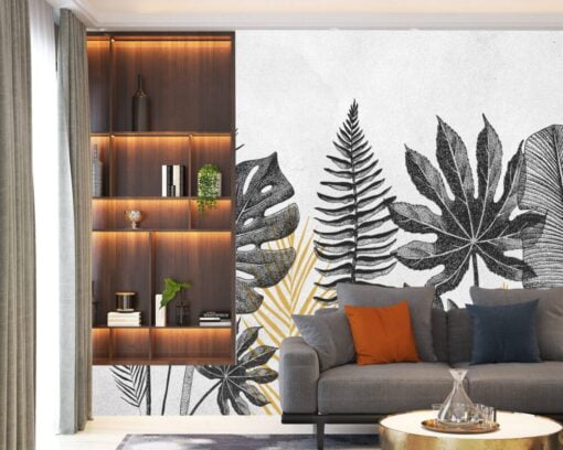 Big Tropical Leaf Natural Wallpaper Mural