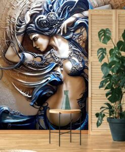 3D Stylish Woman Wallpaper Mural
