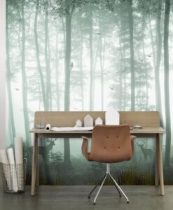 Green Foggy Forest Wallpaper Mural