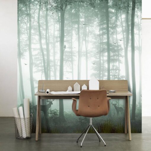 Green Foggy Forest Wallpaper Mural