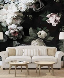 Flowers Roses Trendy Wallpaper Mural