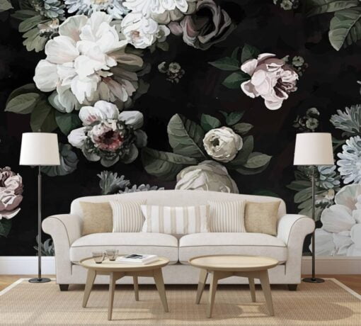 Flowers Roses Trendy Wallpaper Mural