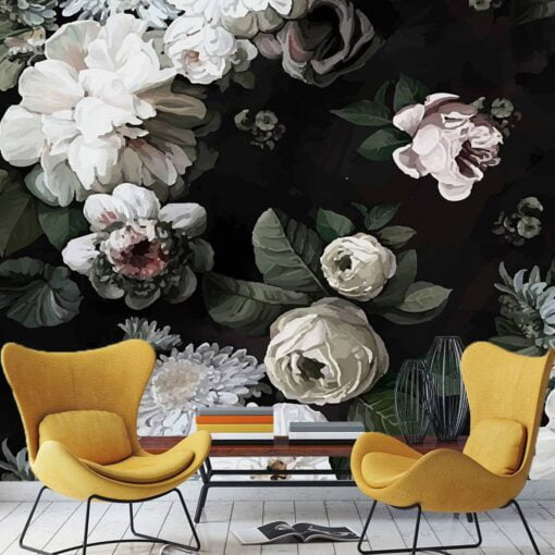 Flowers Roses Trendy Wallpaper Mural