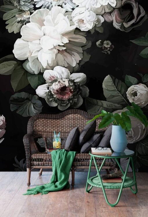 Flowers Roses Trendy Wallpaper Mural