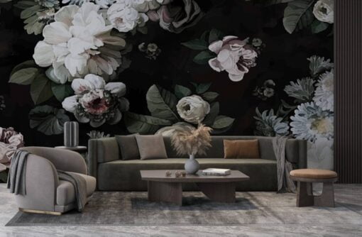 Flowers Roses Trendy Wallpaper Mural