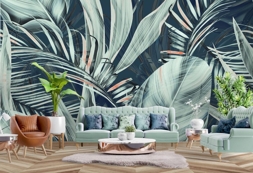 Tropical Leaves Banana Leaf Wallpaper Mural