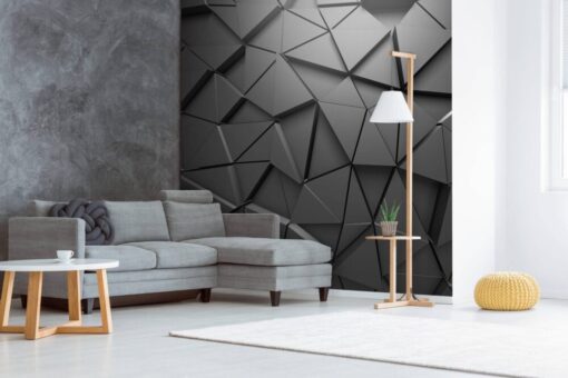 3D Black Grey Geometric Wallpaper Mural