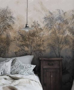 Brown Tones Oilpainting Tree Wallpaper Mural