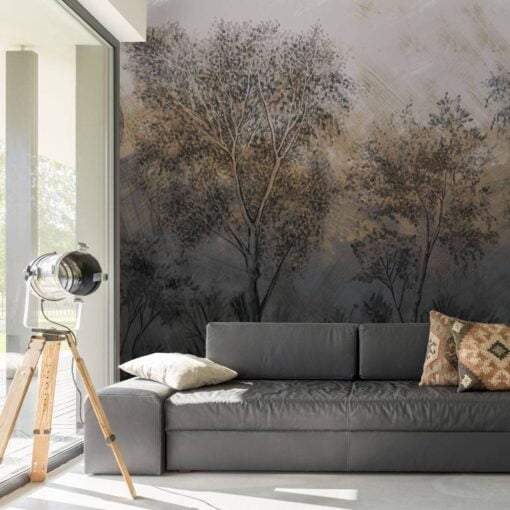 Brown Tones Oilpainting Tree Wallpaper Mural