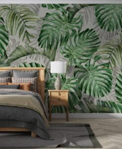 Green Tones Palm Leaf Wallpaper Mural