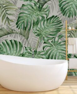 Green Tones Palm Leaf Wallpaper Mural