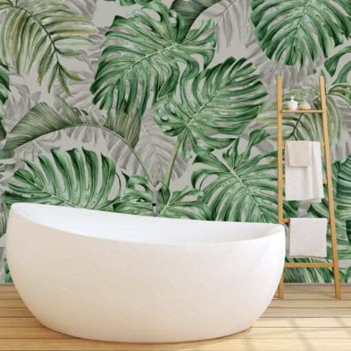 Green Tones Palm Leaf Wallpaper Mural