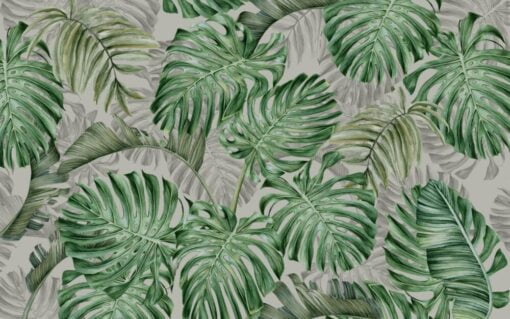 Green Tones Palm Leaf Wallpaper Mural