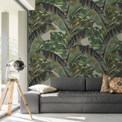 Tropical Big Banana Leaves Wallpaper Mural