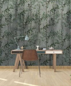 Olive Brances Patterned Wallpaper Mural