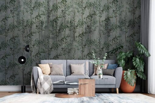 Olive Brances Patterned Wallpaper Mural