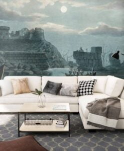 Historical Old Castles Ships Wallpaper Mural