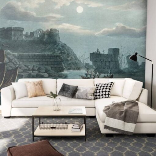 Historical Old Castles Ships Wallpaper Mural