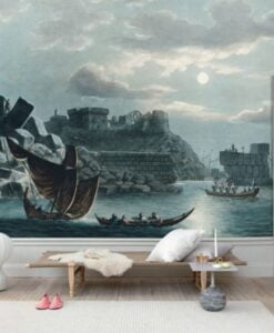 Historical Old Castles Ships Wallpaper Mural