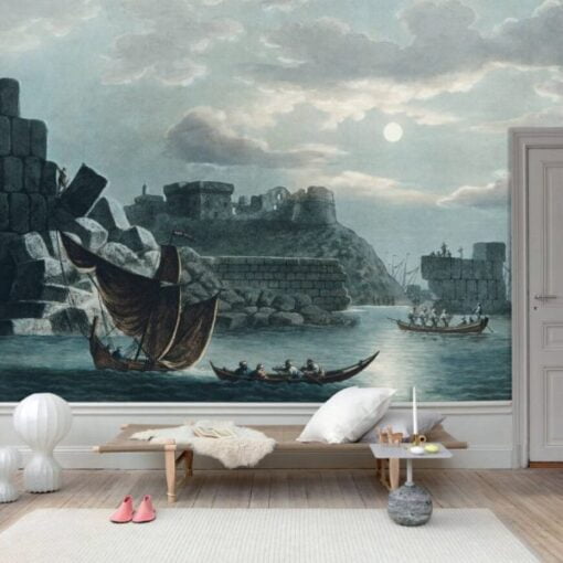 Historical Old Castles Ships Wallpaper Mural