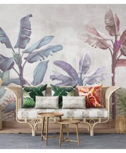 Colorful Tropical Banana Trees Wallpaper Mural