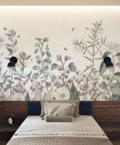 White Colorful Flower Garden Wallpaper Mural