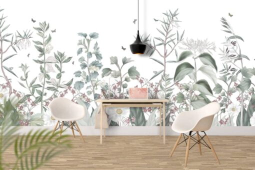 White Colorful Flower Garden Wallpaper Mural