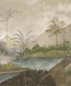 Tropical Forest Mountain River Wallpaper Mural